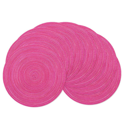 SHACOS Round Braided Placemats Set of 8 Cotton Fabric Round Table Mats Non Slip Washable 15 inch Round Place Mats Home Party Table Decor (Beige, 8)