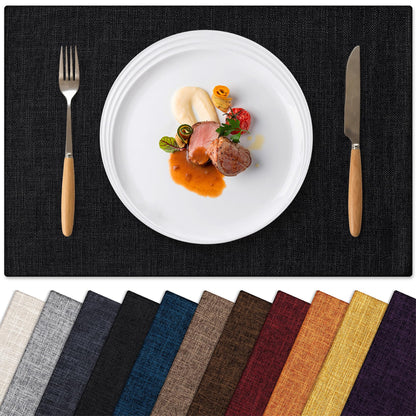 Placemats Set of 6 Machine Washable Cloth Table Mats, 12x18 Inch