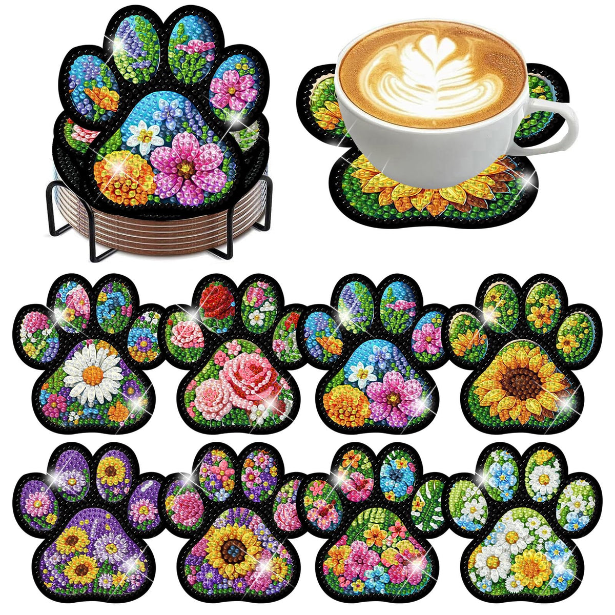 ijbnhd Mandala Diamond Painting Coasters Kit with Holder 4X4IN