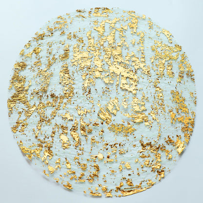 Snowkingdom 100 Pack Gold Disposable Placemats Foil Mesh 13 Inch Round Pressed Fall Table Mates 100 Set of Gold Doilies for Dining Table Wedding Birthday Party Holiday Home Decoration