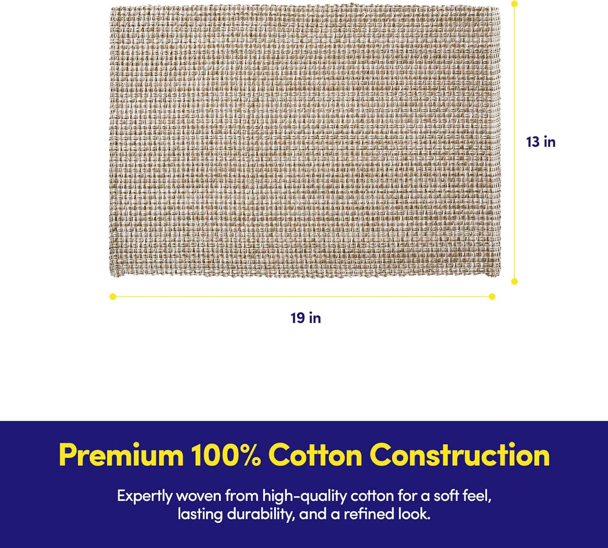 Sweet Home Collection 100% Cotton Placemats for Dining Room Rectangle Two Tone Woven Fabric 13" x 19" Soft Durable Table Mat Set, Set of 6, Eggshell