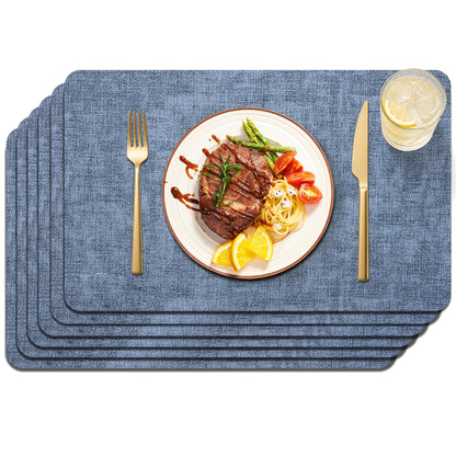 Maxpearl Faux Leather Placemats Set of 6, Easy to Clean, Brown