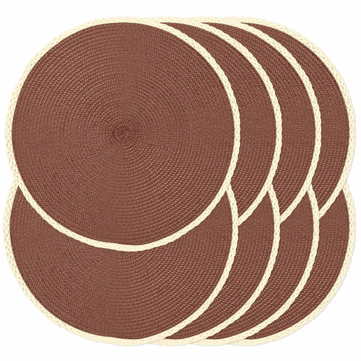 Round Placemats Set of 6, Woven Table Mats, Thin Edge, Green
