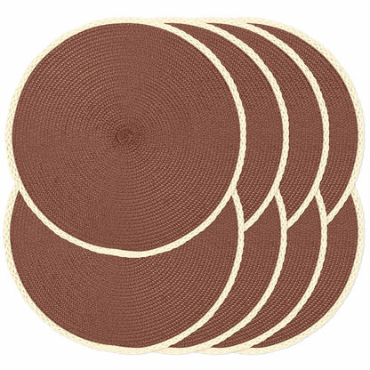 Round Placemats Set of 6, Woven Table Mats, Thin Edge, Green