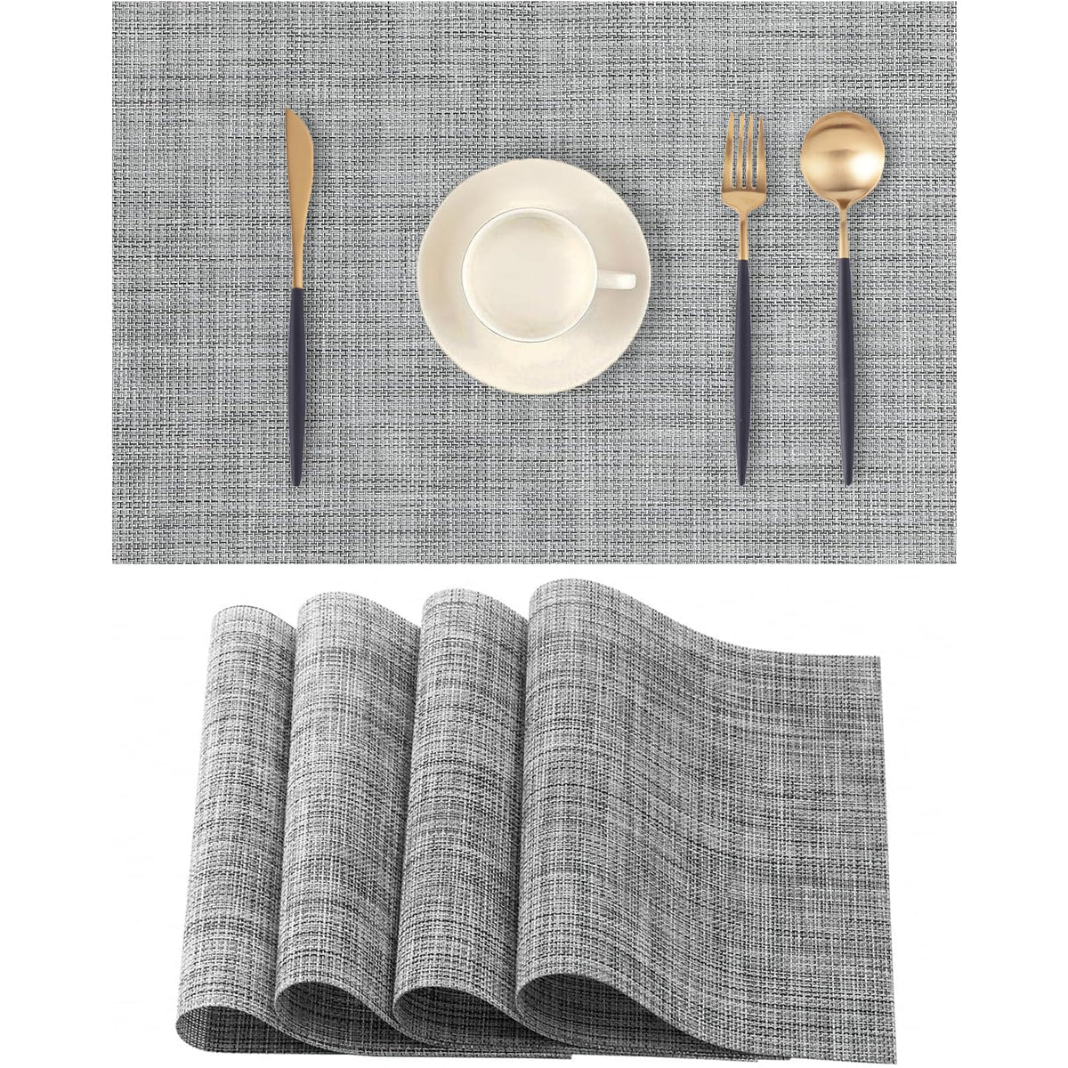 Navy Blue Placemats Set of 2 - Heat-Resistant, Non-Slip Table Mats