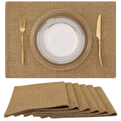 homing Faux Cotton Linen Placemats Set of 6, Cloth Dining Table Mats