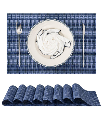 Woven Vinyl Beige Placemats Set of 12, Linen Look & Easy to Clean