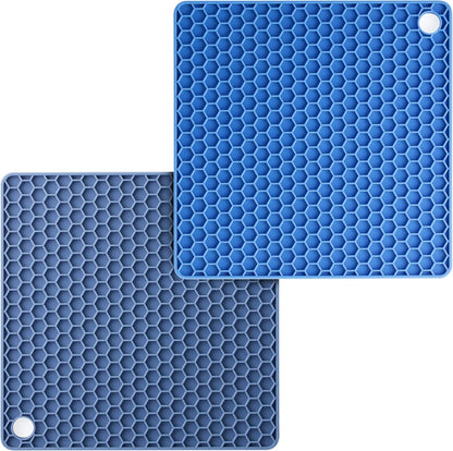 BTaT- Silicone Trivet Mats, 2 Pack, Blue, Heat & Stain Resistant