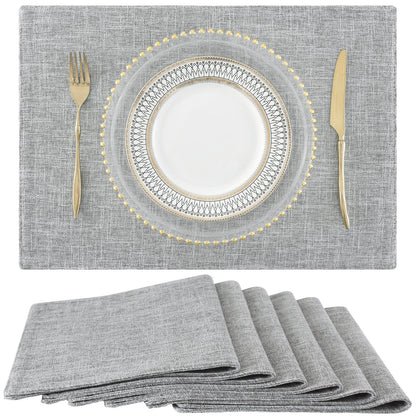 homing Faux Cotton Linen Placemats Set of 6, Cloth Dining Table Mats