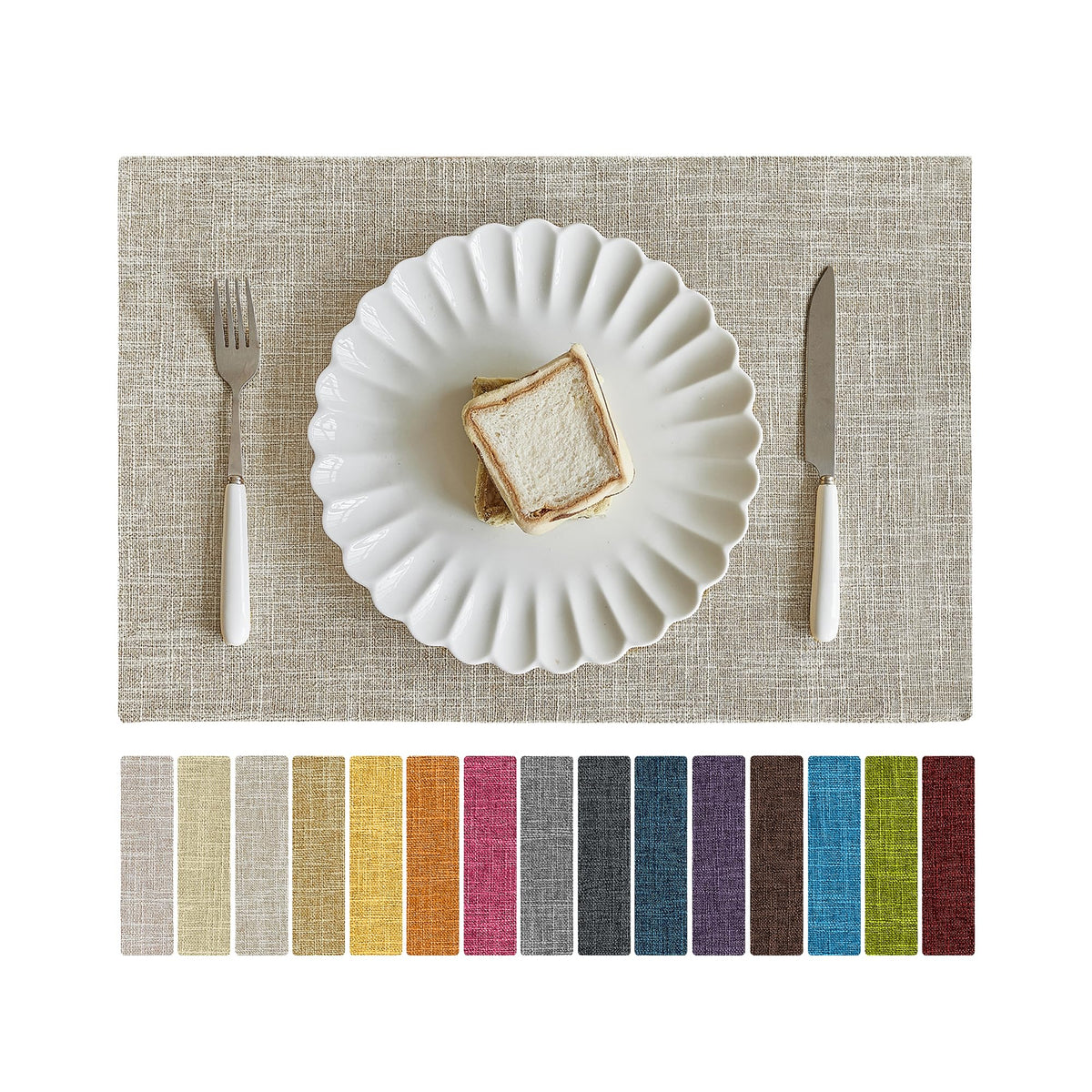 Softalker Faux Linen Cloth Placemats Set of 6-12 x 18 Inch, Navy