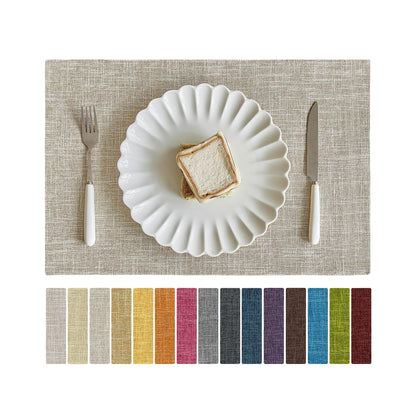 Softalker Faux Linen Cloth Placemats Set of 6-12 x 18 Inch, Navy