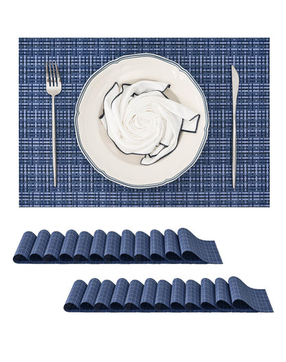 Beige Placemats Set of 8 - Heat-Resistant, Non-Slip Table Mats, Washable Woven Vinyl for Indoor & Outdoor Dining