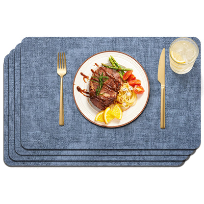 Maxpearl Faux Leather Placemats Set of 6, Easy to Clean, Brown
