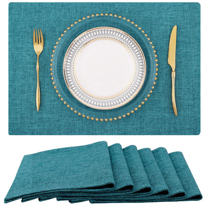 homing Faux Cotton Linen Placemats Set of 6, Cloth Dining Table Mats