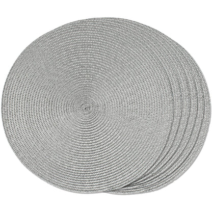 FunWheat Round Braided Placemats Set of 6 Table Mats for Dining Tables Woven Washable Non-Slip Place mats 15 in(Blue, 6pcs)
