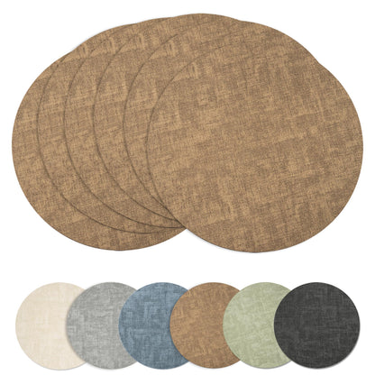 Maxpearl Faux Leather Placemats Set of 6, Easy to Clean, Brown