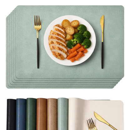 Homaxy Vinyl Heat Resistant Placemats Set of 6, Reddish Brown