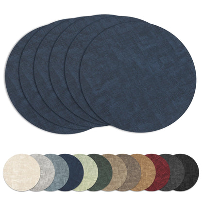 13" Round Placemats Set of 8, Reversible Faux Leather Wipeable Table Mats