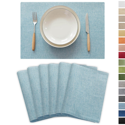 Demetex Green Placemat Set of 4 Washable Linen Textured Place Mats for Dinner Heat Resistant Sage Cloth Placemats Scratch Resistant Plate Mats for Dining Table Kitchen, Green