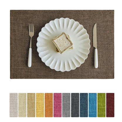 Softalker Faux Linen Cloth Placemats Set of 6-12 x 18 Inch, Navy