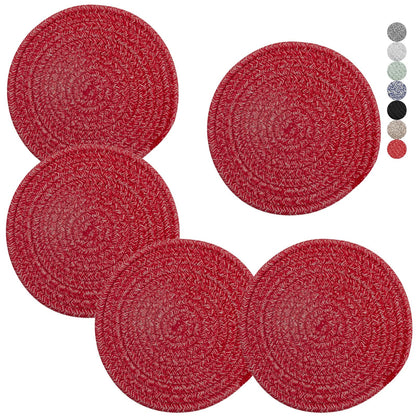 Trivets for Hot Dishes, Pots and Pans, 8 Inches Hot Pads 5 Pcs, Pot Holders for Kitchen, Heat Resistant Mat Protect Counter, Coasters Set Home Essentials Farmhouse Decor (Brown)