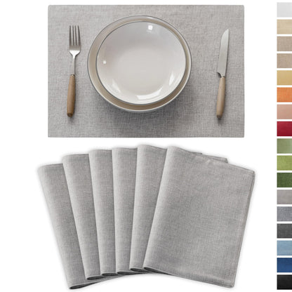 Demetex Green Placemat Set of 4 Washable Linen Textured Place Mats for Dinner Heat Resistant Sage Cloth Placemats Scratch Resistant Plate Mats for Dining Table Kitchen, Green