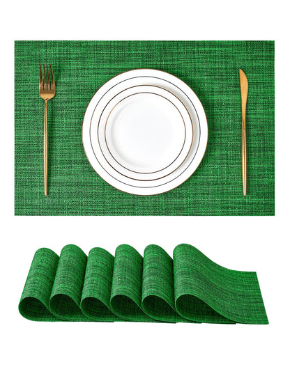 Woven Vinyl Beige Placemats Set of 12, Linen Look & Easy to Clean