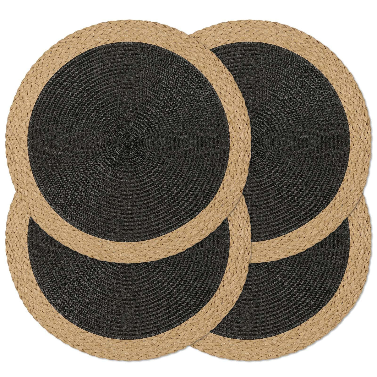 Round Placemats Set of 6, Woven Table Mats, Thin Edge, Green