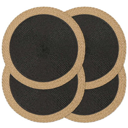 Round Placemats Set of 6, Woven Table Mats, Thin Edge, Green
