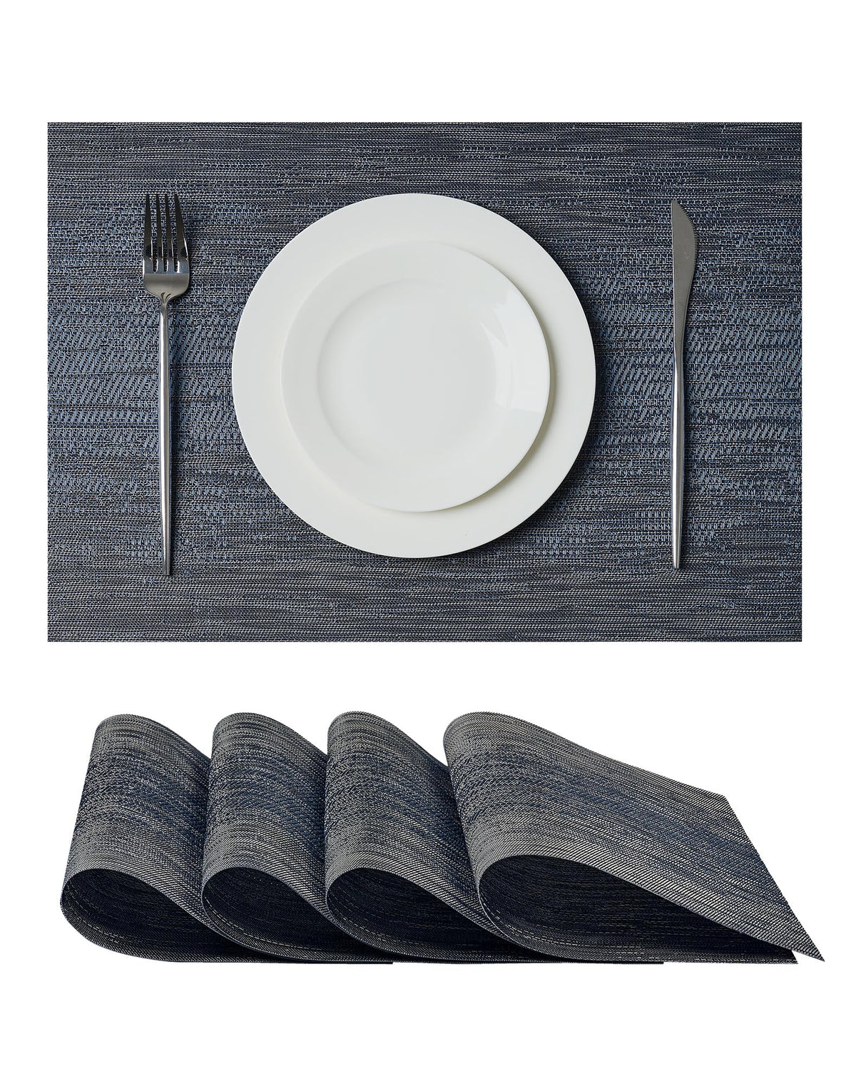 Beige Placemats Set of 4 - Heat-Resistant, Non-Slip Table Mats, Washable Woven Vinyl for Indoor & Outdoor Dining