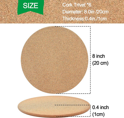 Cork Trivet, 4 Pack High Density Thick Cork Coasters Set for Hot Dishes, 8 Inch Heat Resistant Multifunctional Corks Trivets for Hot Dishes, Hot Pads for Kitchen, Table, Countertops
