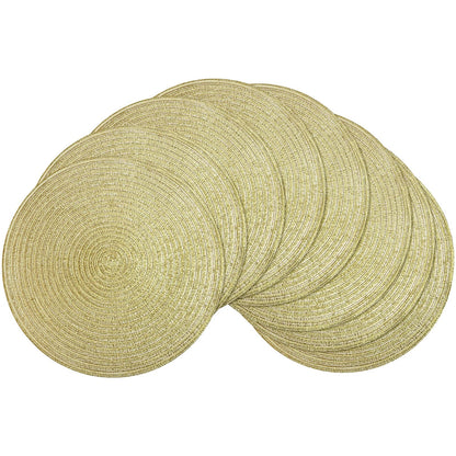 SHACOS Round Braided Placemats Set of 4 Dining Table Placemats 15 inch Circle Place Mats Easy to Clean Table Mats Indoor Outdoor, Blue Gray