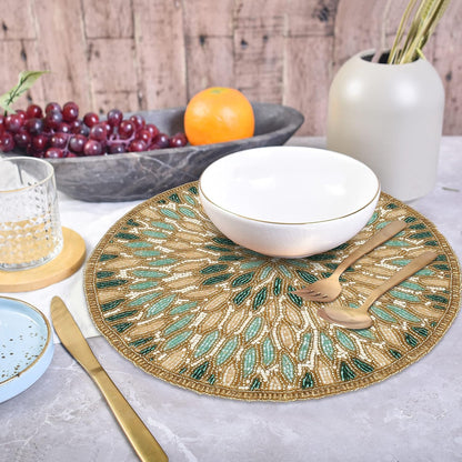 Beaded Placemats 13 Inch Round, Decorative Charger Placemats