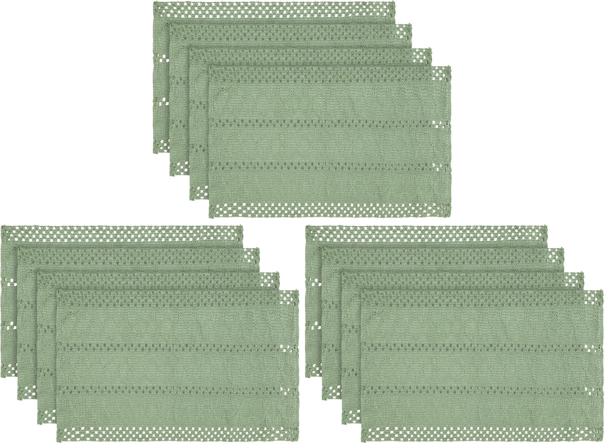 Artoid Mode Red Farmhouse Woven Rustic Hollow Placemats Set of 4-12x18 Inch