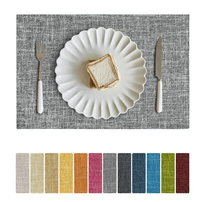 Softalker Faux Linen Cloth Placemats Set of 6-12 x 18 Inch, Navy