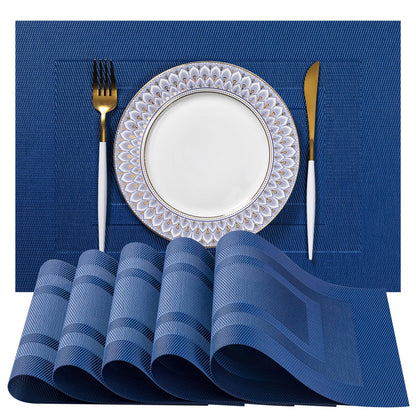 LEXMORE Placemats Set of 4 Vinyl/Plastic Woven Place Mats for Kitchen Table Indoor/Outdoor Washable Placemat Wipeable Dining Table Mats(Gray)