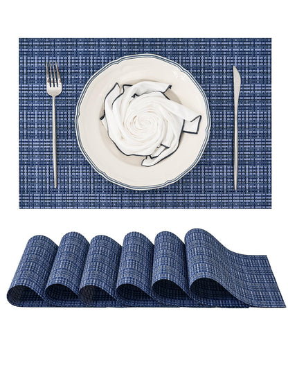 Woven Vinyl Beige Placemats Set of 12, Linen Look & Easy to Clean