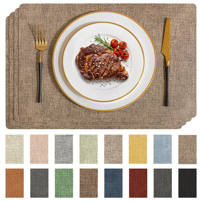 Romanstile Faux Leather Vinyl Placemats Set of 6, Beige