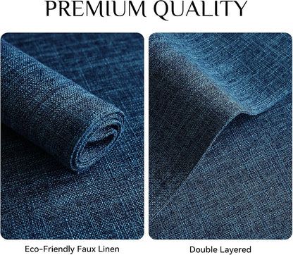 Softalker Faux Linen Cloth Placemats Set of 6-12 x 18 Inch, Navy