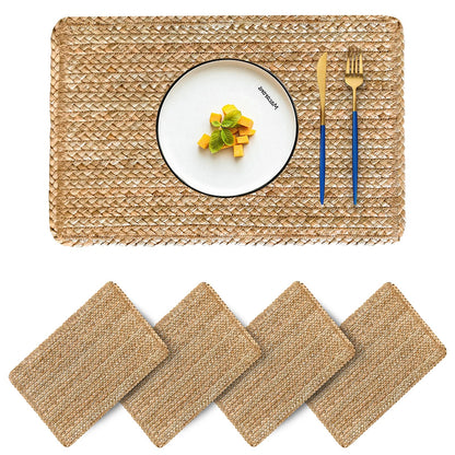 Woven Placemats Round Placemats Set of 6, 13.5 Inch Wicker Placemat Circle Rattan Placemats Farmhouse Boho Braided Natural Water Hyacinth Place Mats for Indoor & Outdoor Table Decor