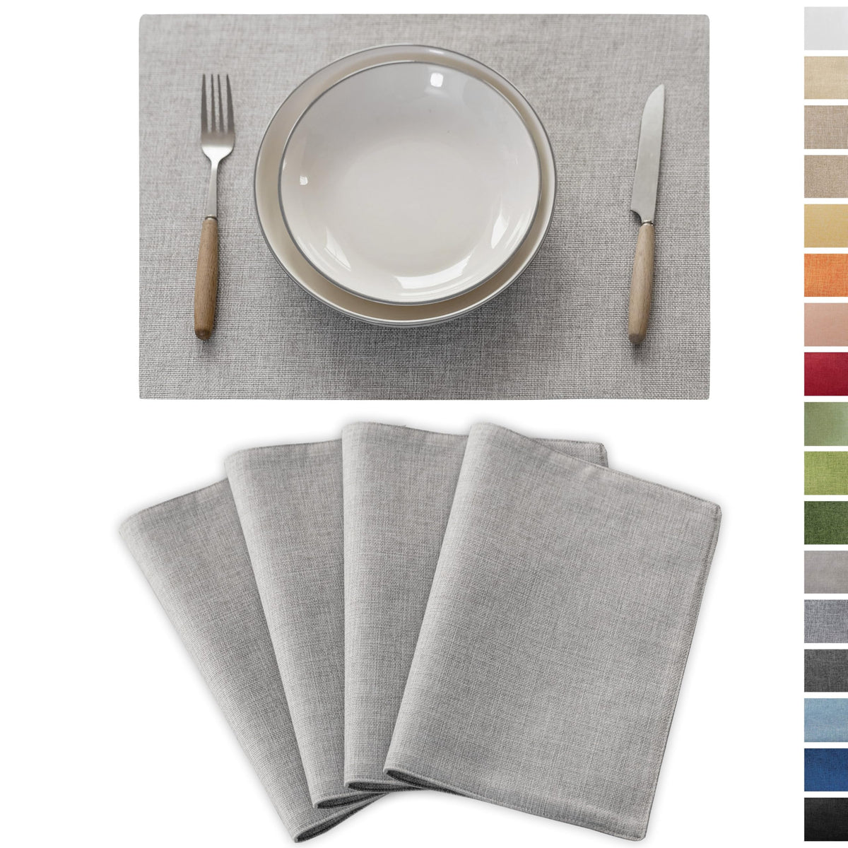 Demetex Green Placemat Set of 4 Washable Linen Textured Place Mats for Dinner Heat Resistant Sage Cloth Placemats Scratch Resistant Plate Mats for Dining Table Kitchen, Green