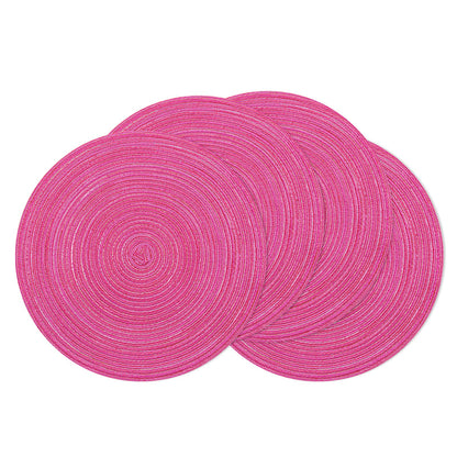 SHACOS Round Braided Placemats Set of 8 Cotton Fabric Round Table Mats Non Slip Washable 15 inch Round Place Mats Home Party Table Decor (Beige, 8)
