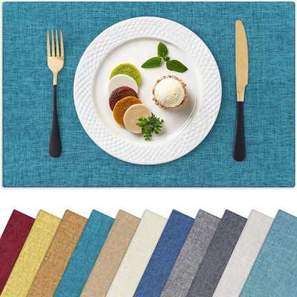 Homaxy Cloths Placemats for Dining Table Set of 6, 13" x 19", Flaxen