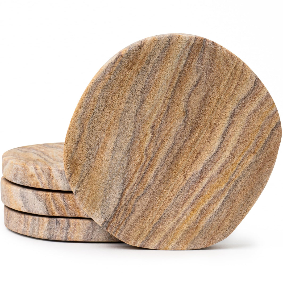 Cork & Mill Absorbent Sandstone Coasters for Drinks, Set of 6