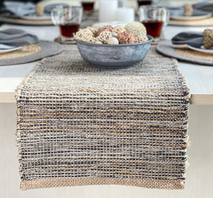 Chardin Home Natural Jute & Aqua Turquoise Placemats, Set of 4 – Rustic Handmade Boho Table Mats, 13x19 in Dining Table Placemats - Kitchen, Everyday Meals, Holidays, Farmhouse or Modern Table Décor