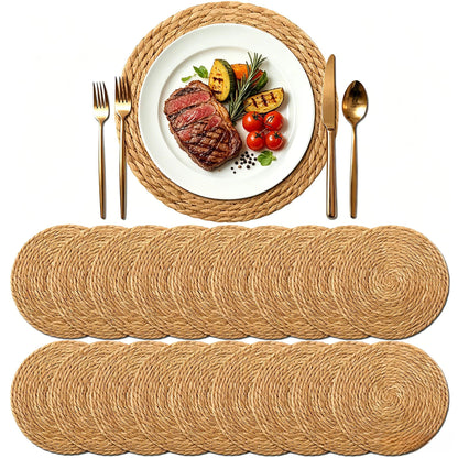 13" Round Woven Placemats Set of 12, Plate Chargers for Dining Table