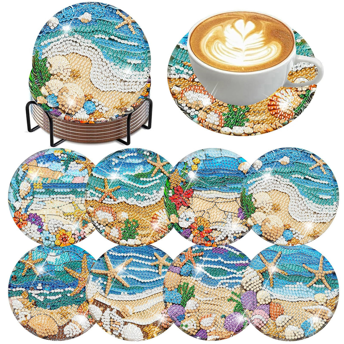 ijbnhd Mandala Diamond Painting Coasters Kit with Holder 4X4IN