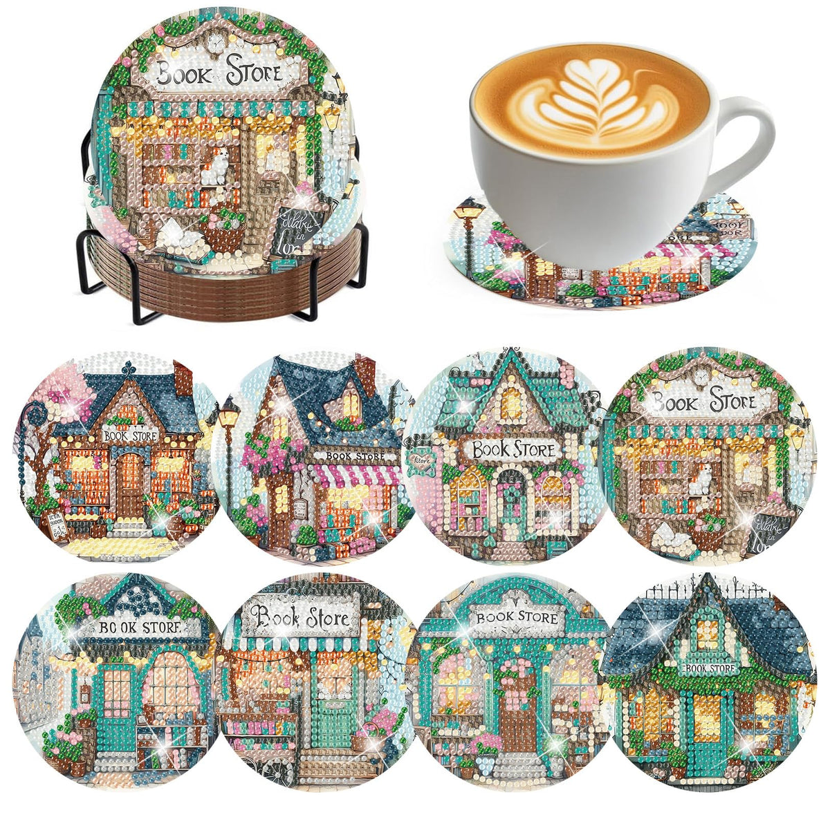 ijbnhd Mandala Diamond Painting Coasters Kit with Holder 4X4IN