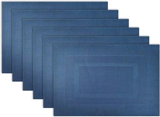 DII Vinyl Tabletop Collection, Placemat Set, 13x17.25, Nautical Blue, 6 Piece