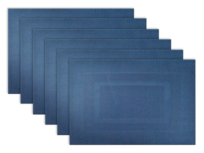 DII Vinyl Tabletop Collection, Placemat Set, 13x17.25, Nautical Blue, 6 Piece